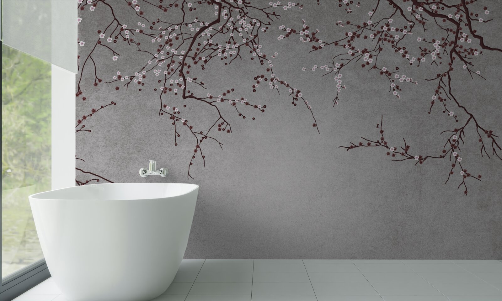 Papier peint les branches de l'arbre sont parsemées de petites fleurs