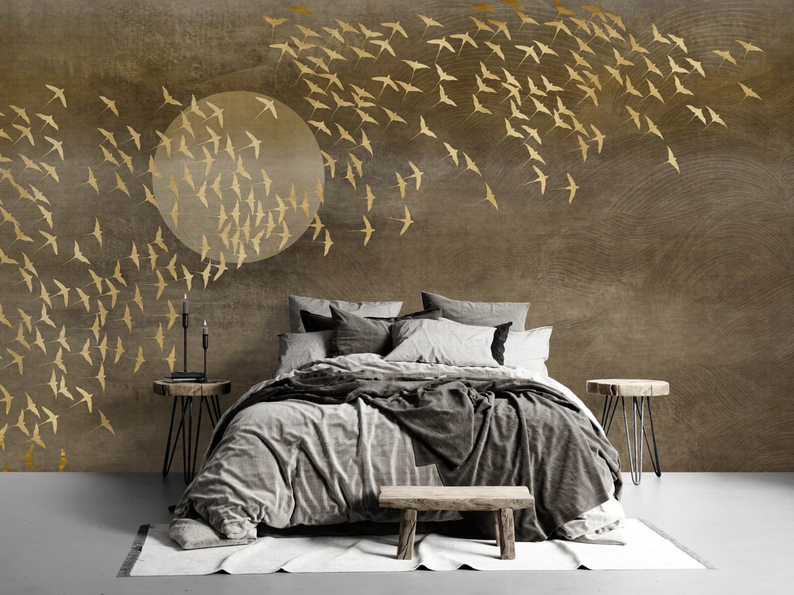 Papier peint Mites près de la lumière d'une lampe de chevet