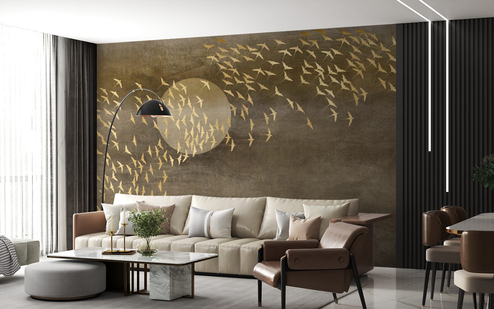 Papier peint Mites près de la lumière d'une lampe de chevet