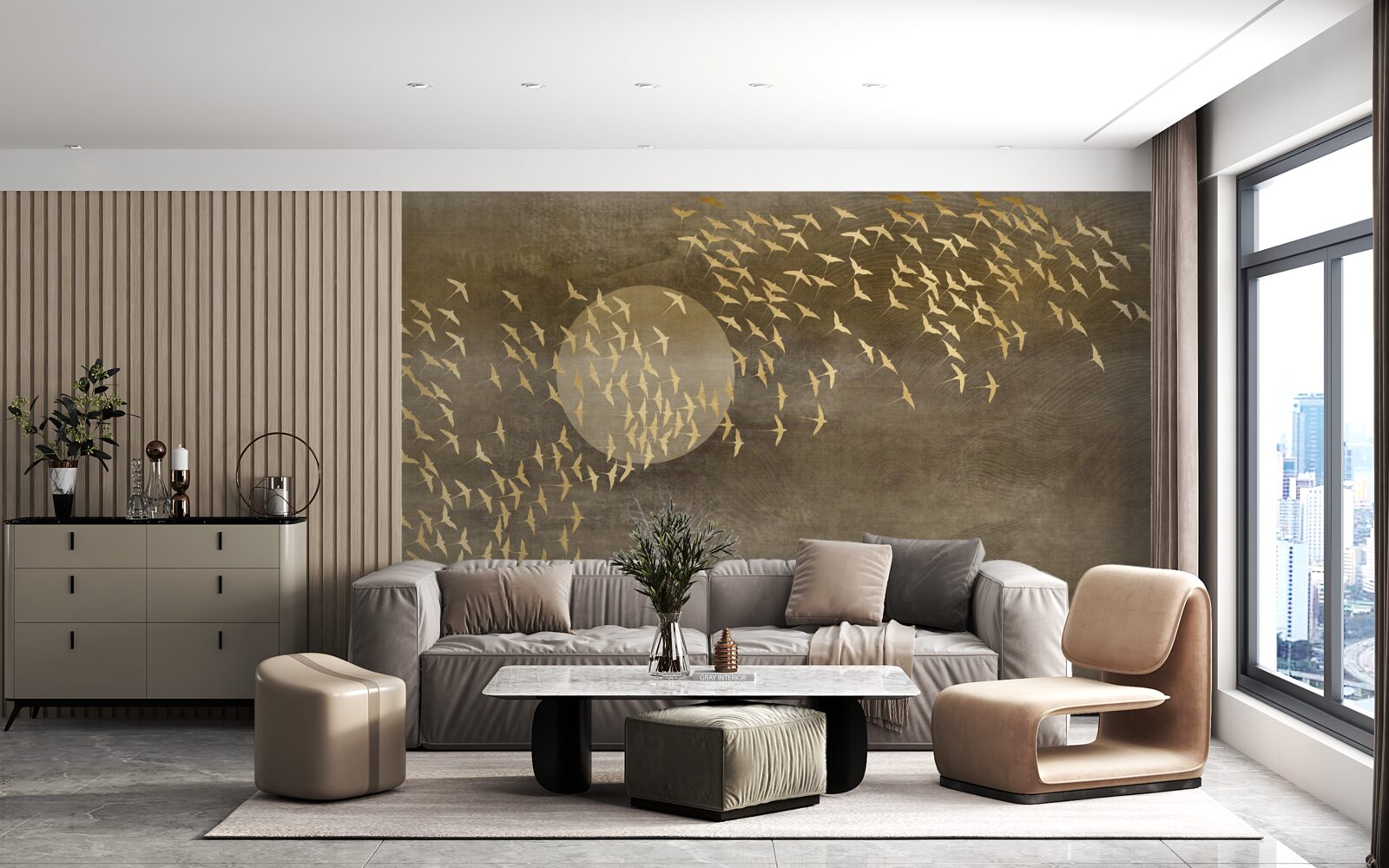 Papier peint Mites près de la lumière d'une lampe de chevet