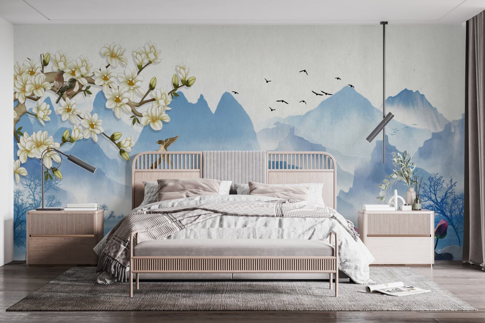 Papier peint aquarelles représentant des lacs de montagne en chine