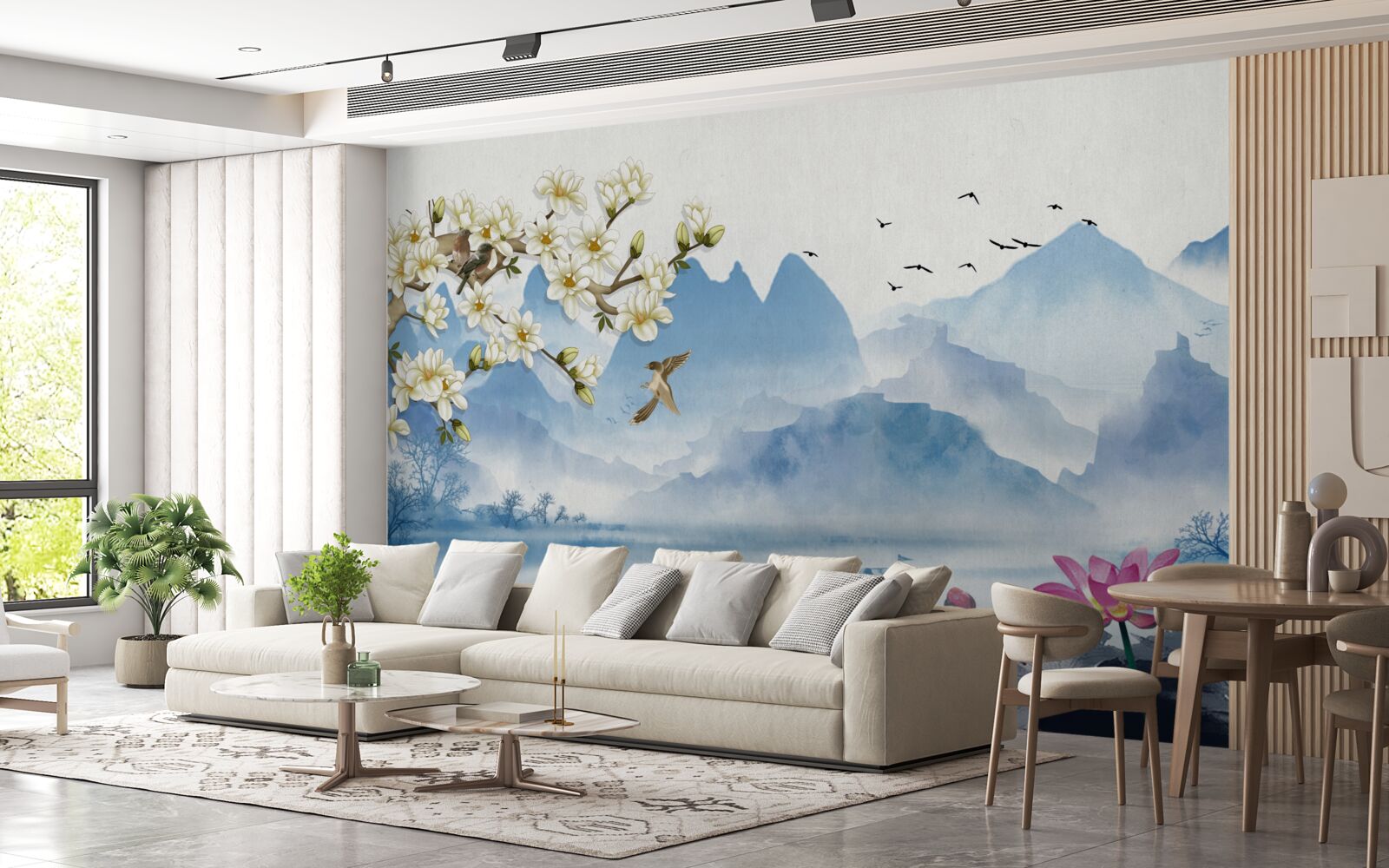 Papier peint aquarelles représentant des lacs de montagne en chine