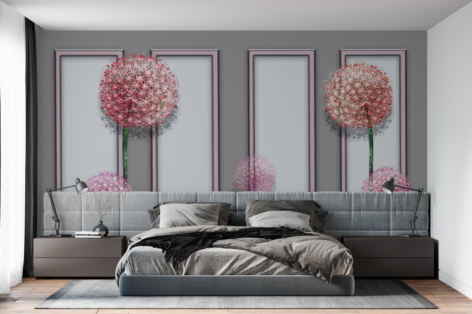 Papier peint pissenlits et modules de fenêtres