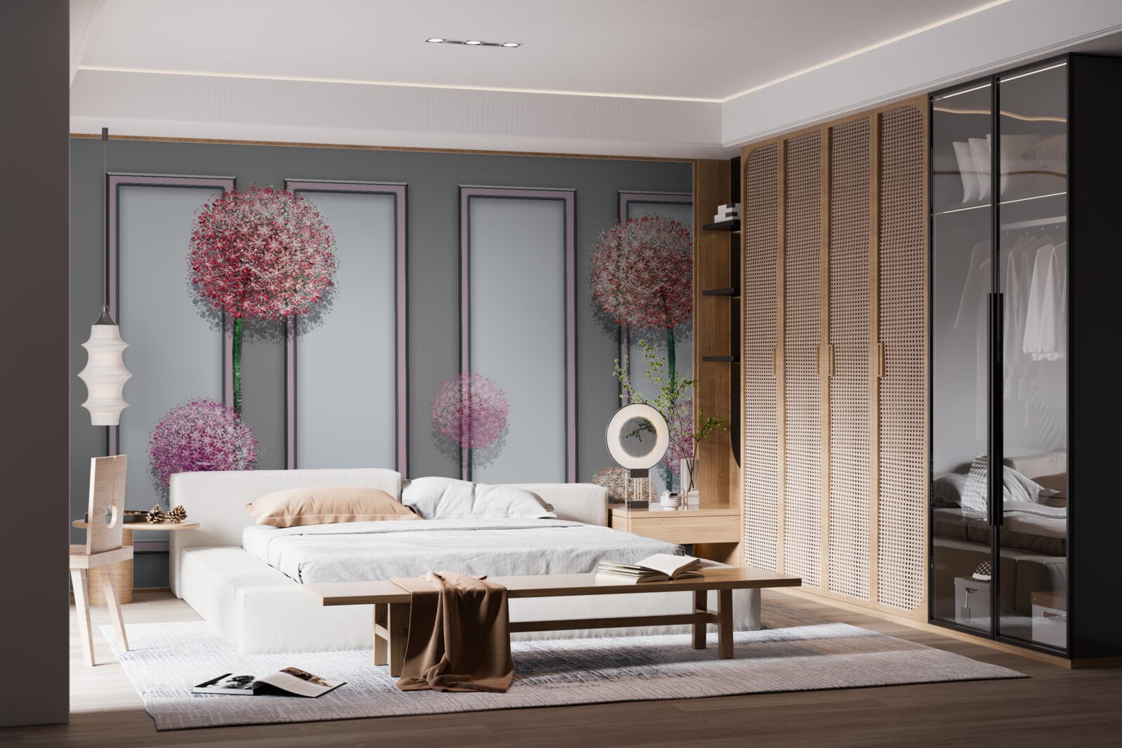 Papier peint pissenlits et modules de fenêtres