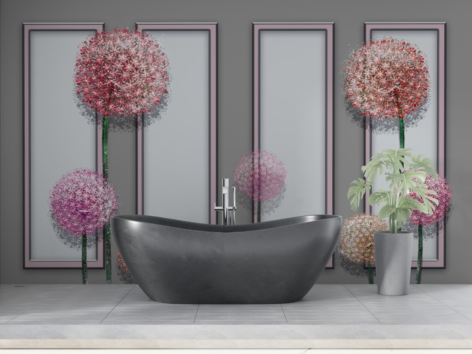 Papier peint pissenlits et modules de fenêtres