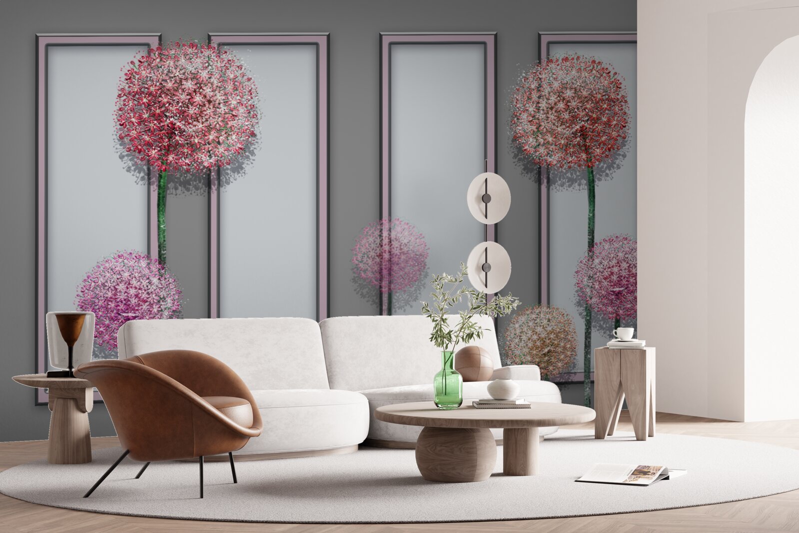 Papier peint pissenlits et modules de fenêtres