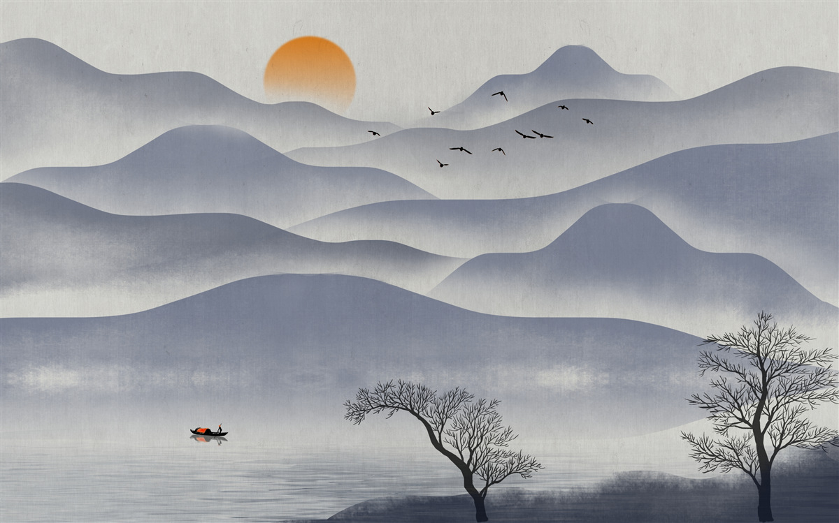 Papier peint la commande sur le lac est remplie par un pêcheur