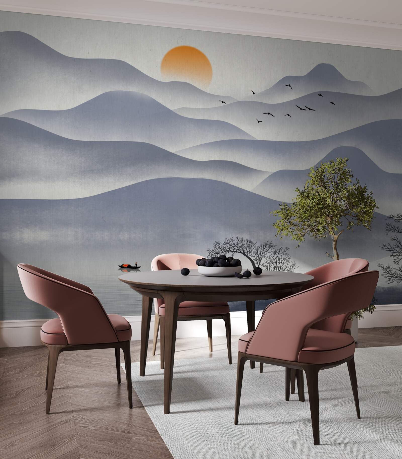 Papier peint la commande sur le lac est remplie par un pêcheur