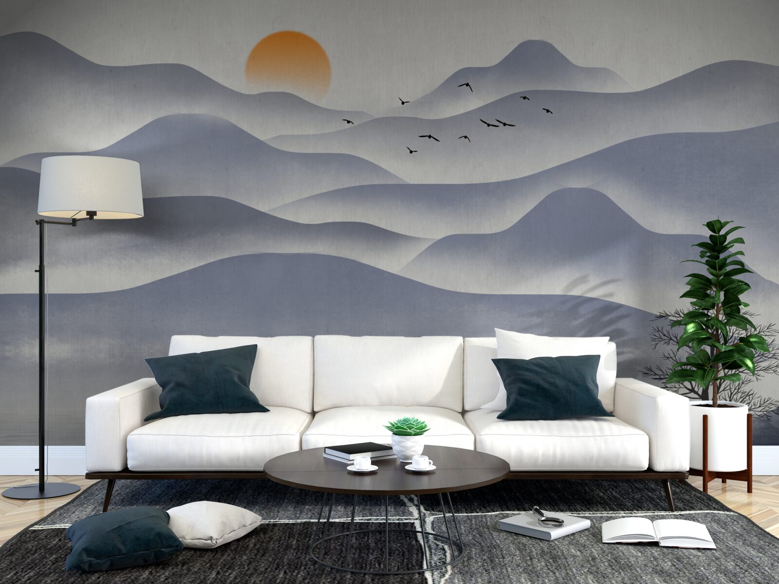 Papier peint la commande sur le lac est remplie par un pêcheur