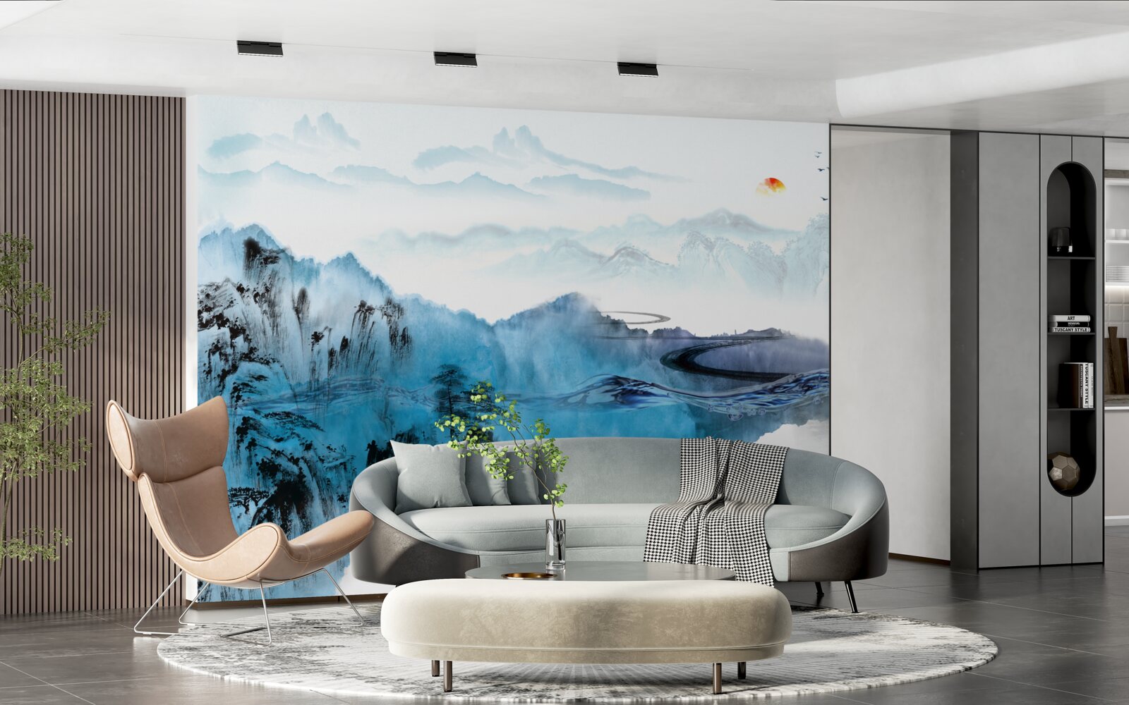 Papier peint village de pêcheurs de montagne