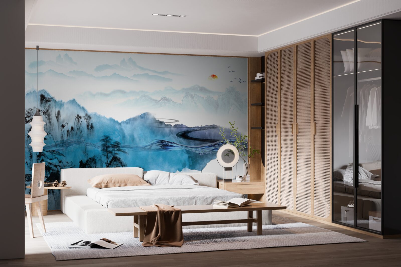 Papier peint village de pêcheurs de montagne