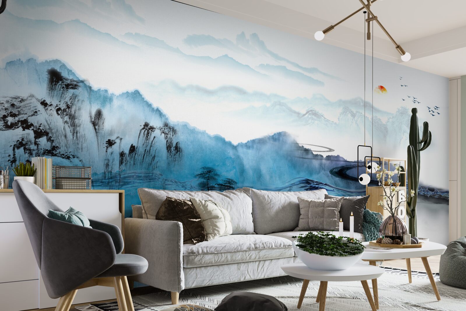 Papier peint village de pêcheurs de montagne