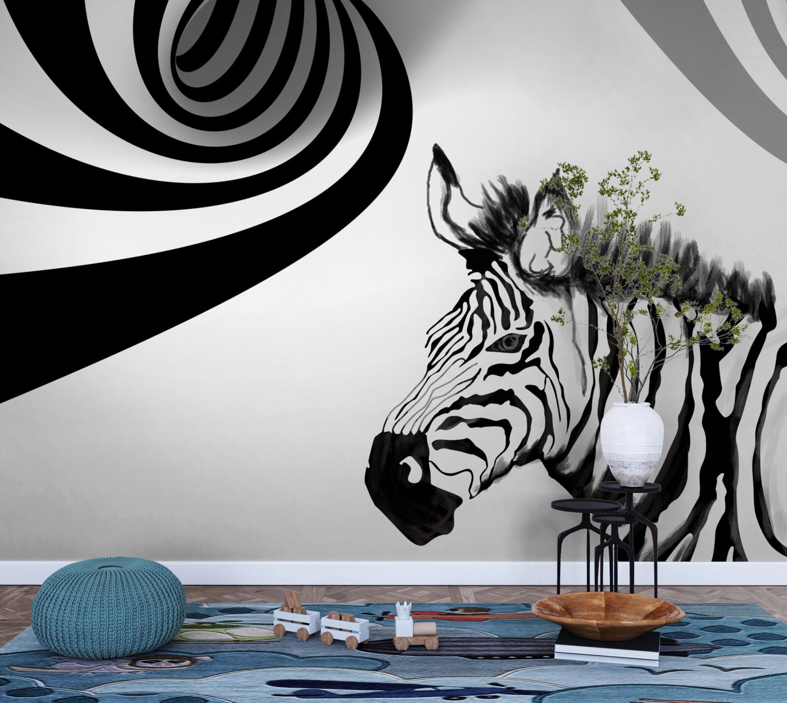Papier peint zèbre noir et blanc en état d'attente