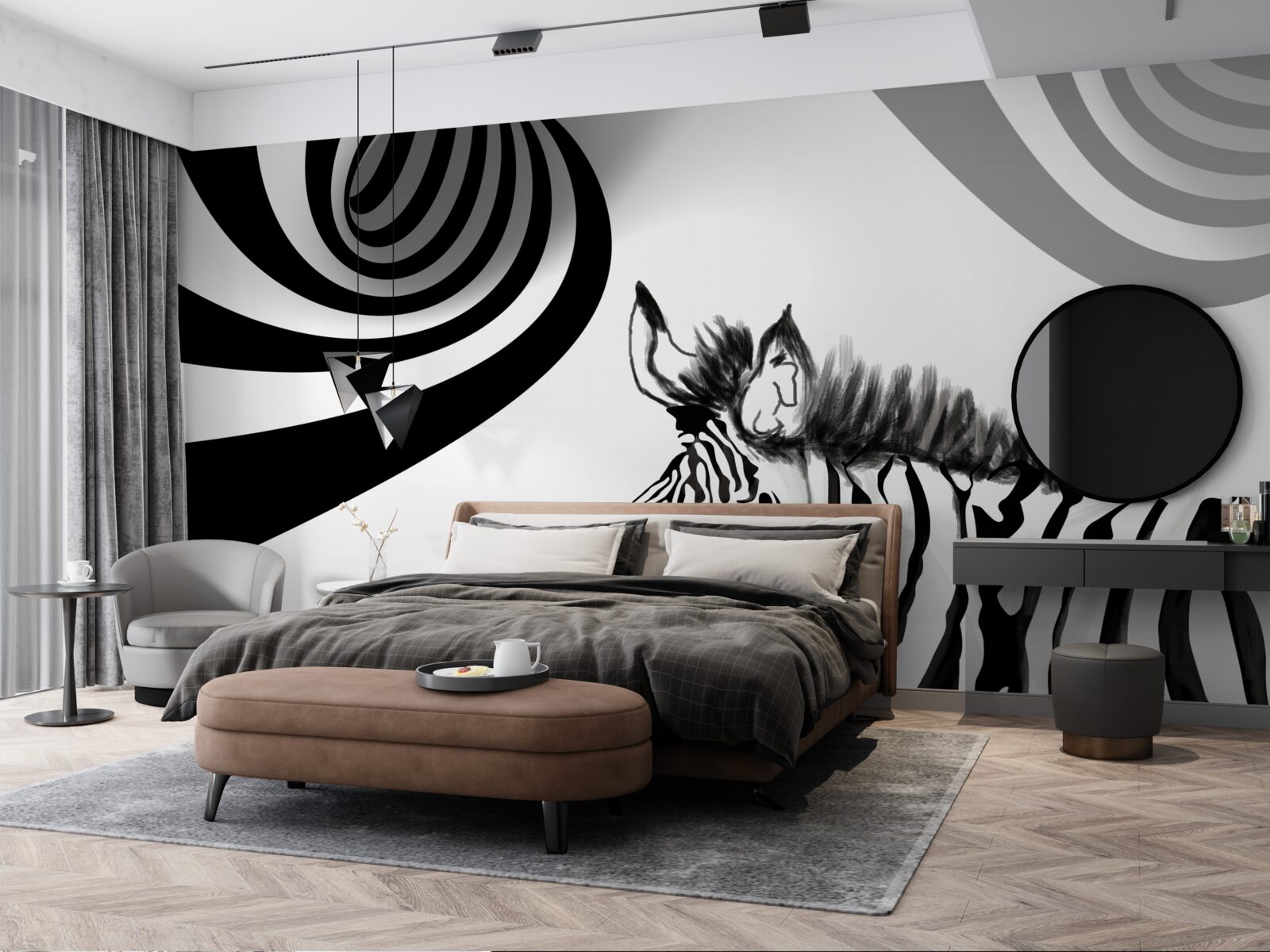 Papier peint zèbre noir et blanc en état d'attente