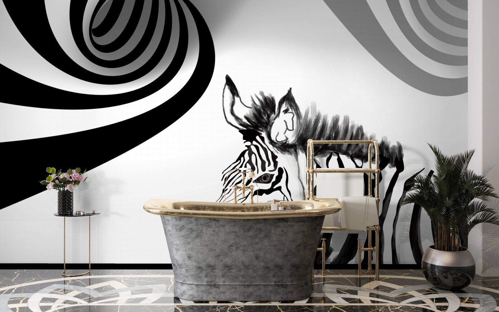 Papier peint zèbre noir et blanc en état d'attente