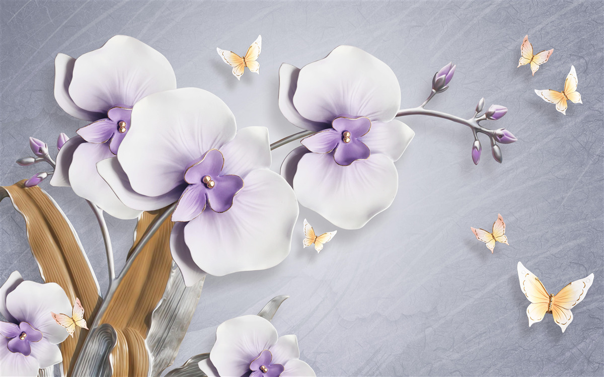 Papier peint énormes orchidées lilas