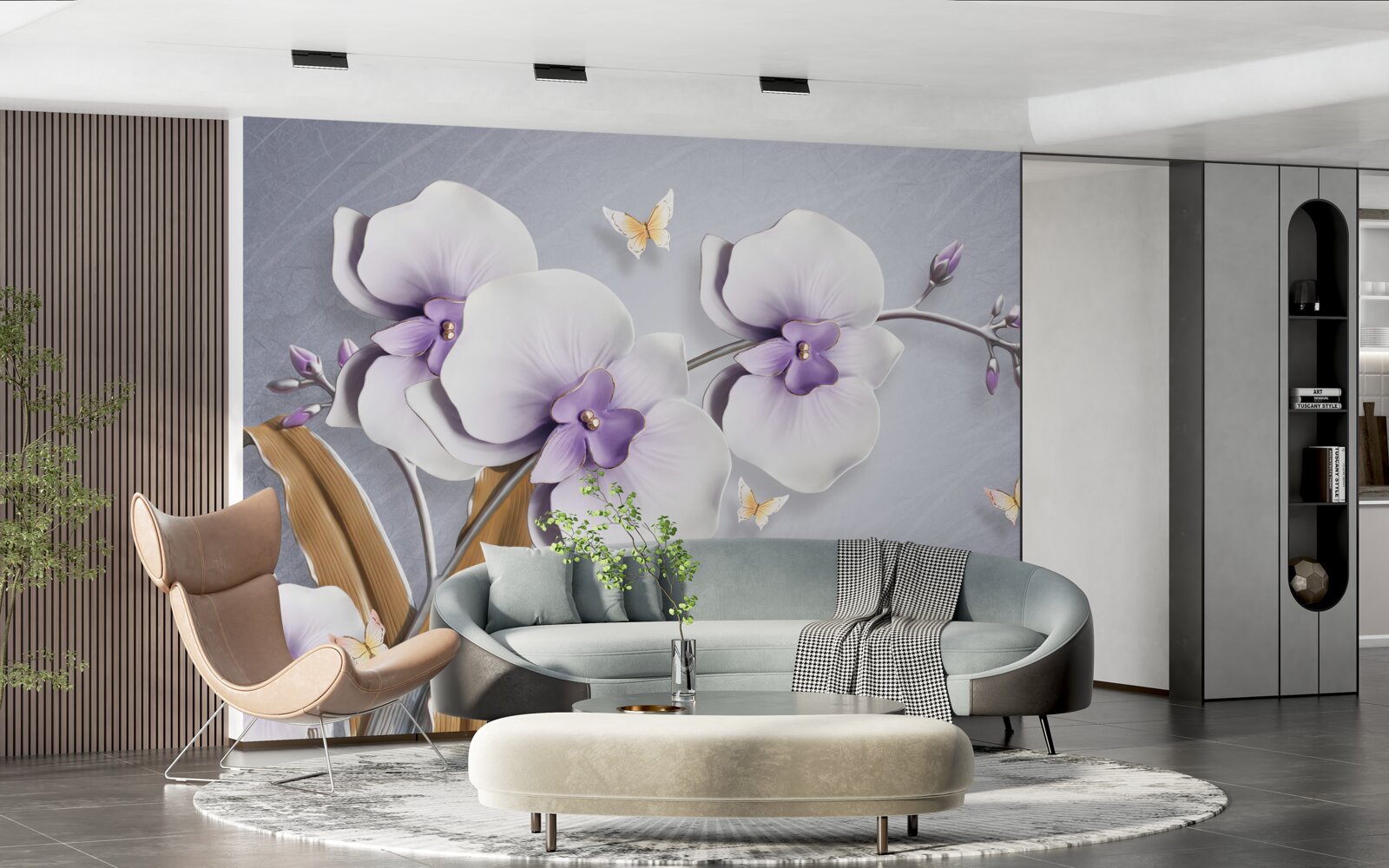 Papier peint énormes orchidées lilas