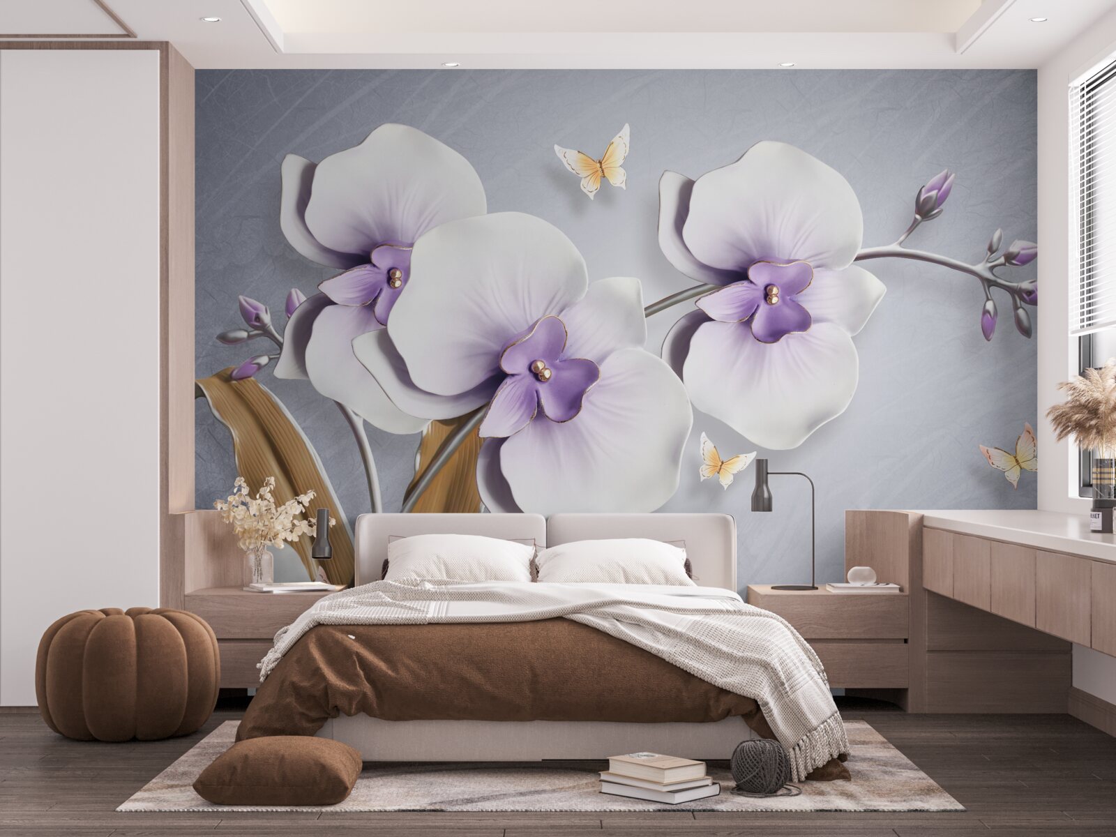 Papier peint énormes orchidées lilas