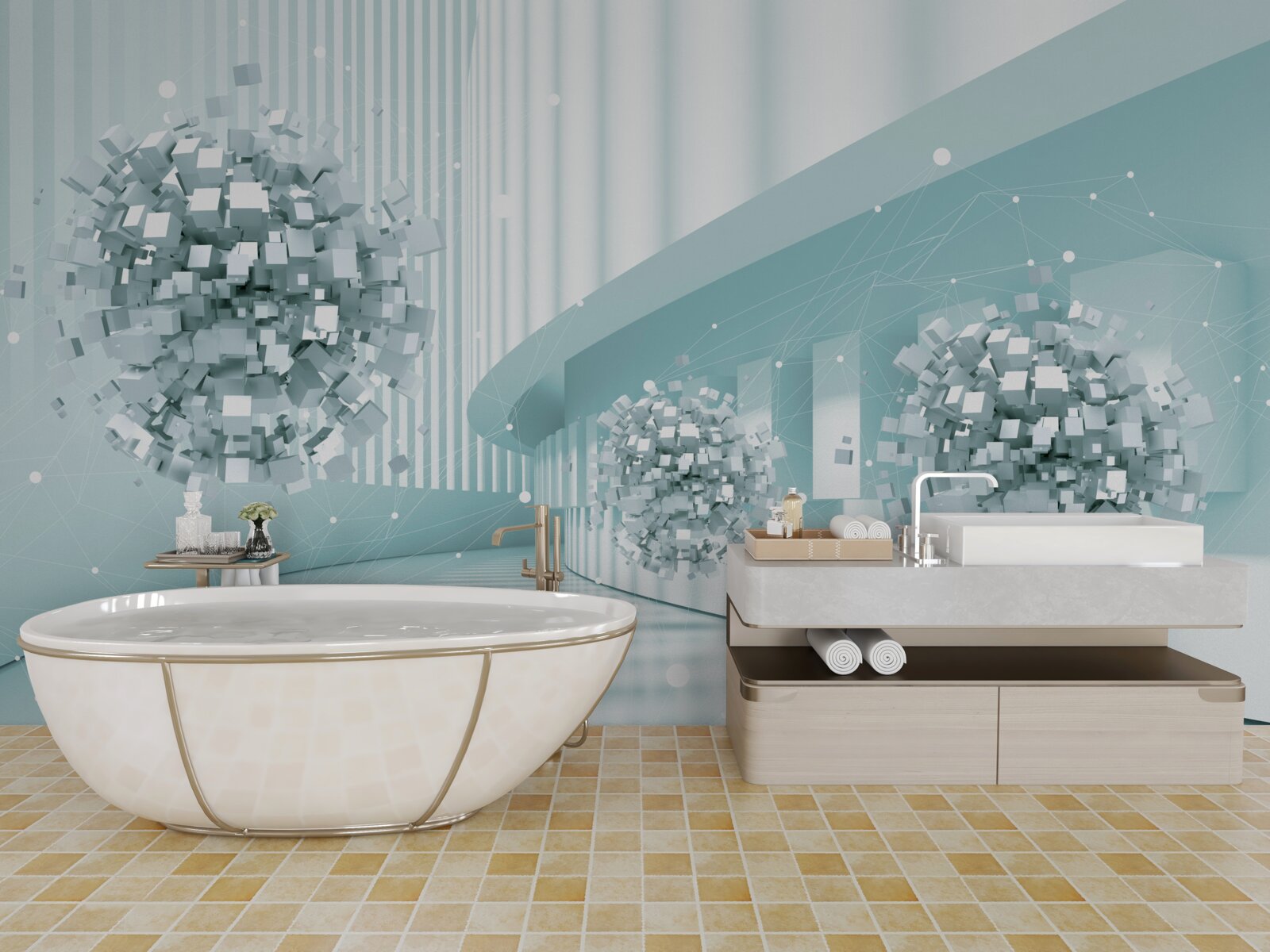 Papier peint des balles invisibles glissent le long d'une trajectoire