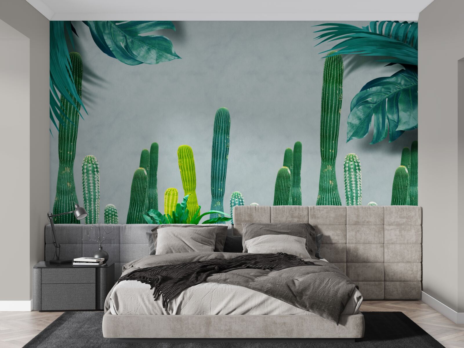 Papier peint les palmiers tropicaux sont décorés de cactus verts