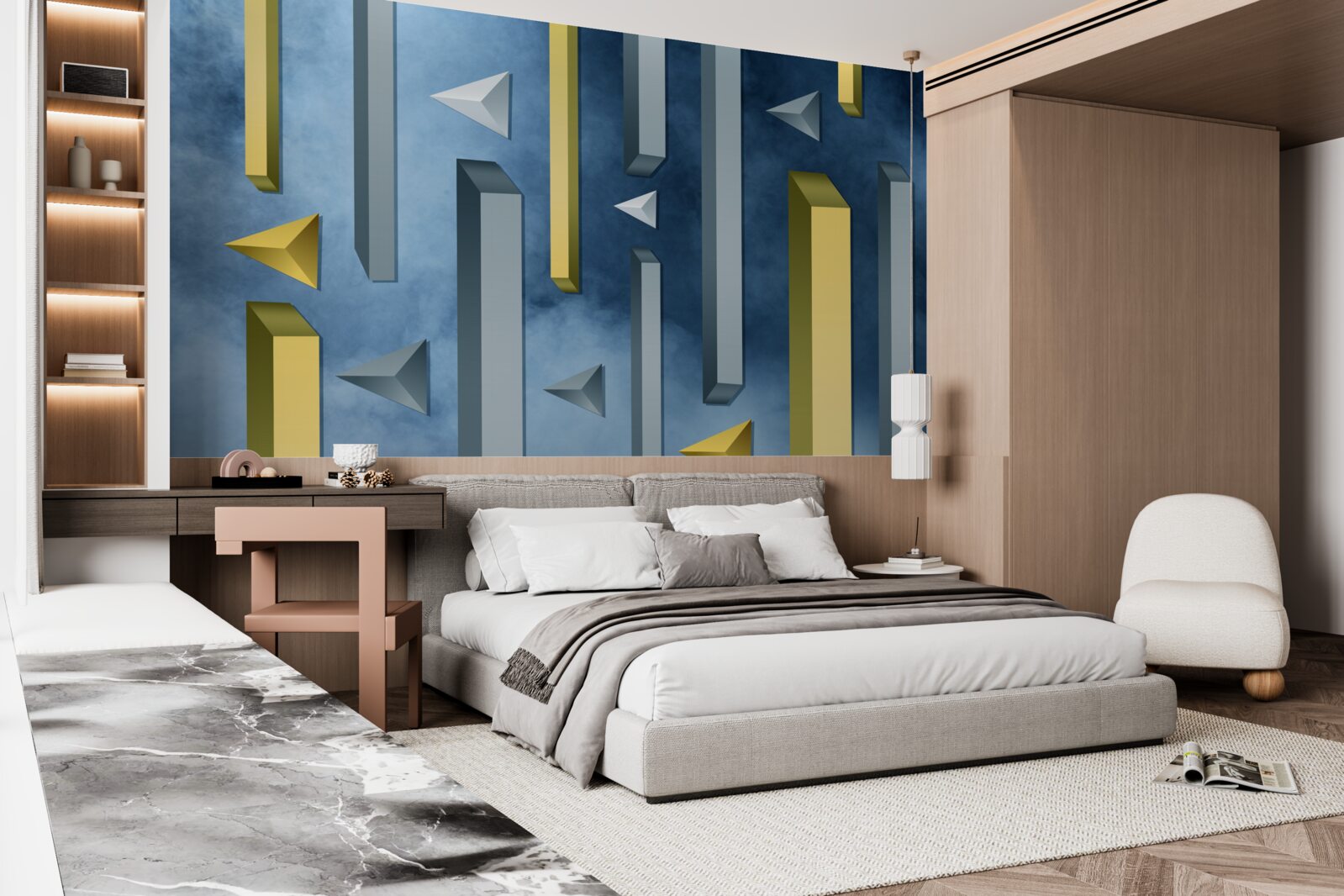 Papier peint volée d'oiseaux sur fond de ciel bleu