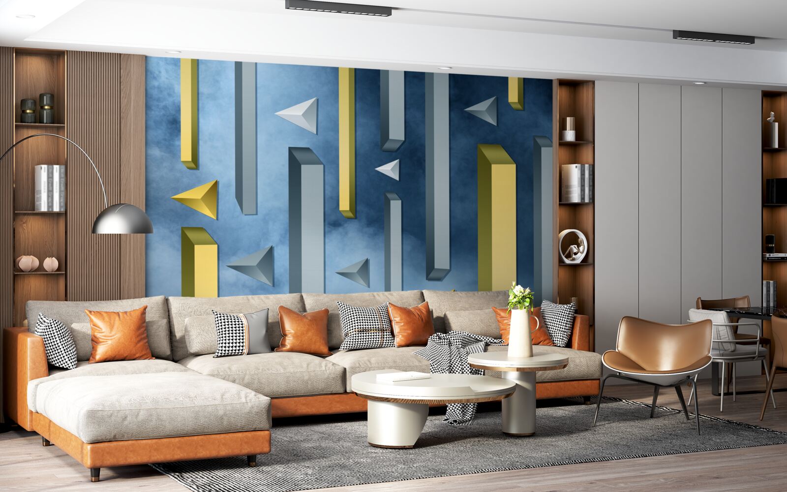 Papier peint volée d'oiseaux sur fond de ciel bleu