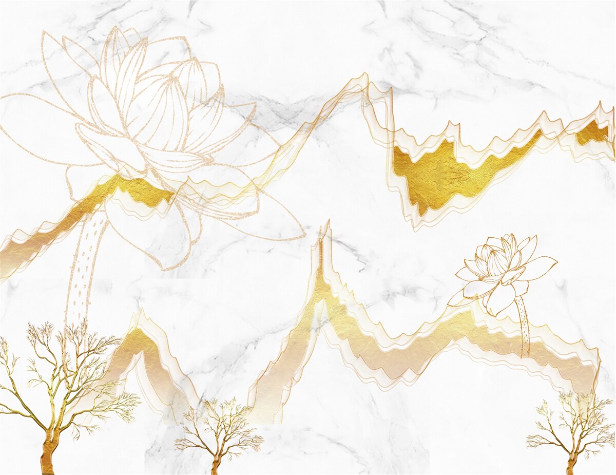 Papier peint contours de plantes et d'arbres sur fond écarlate