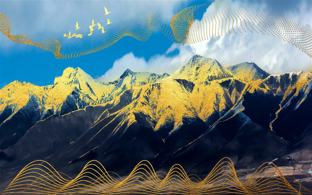 Papier peint les sommets dorés des chaînes de montagnes