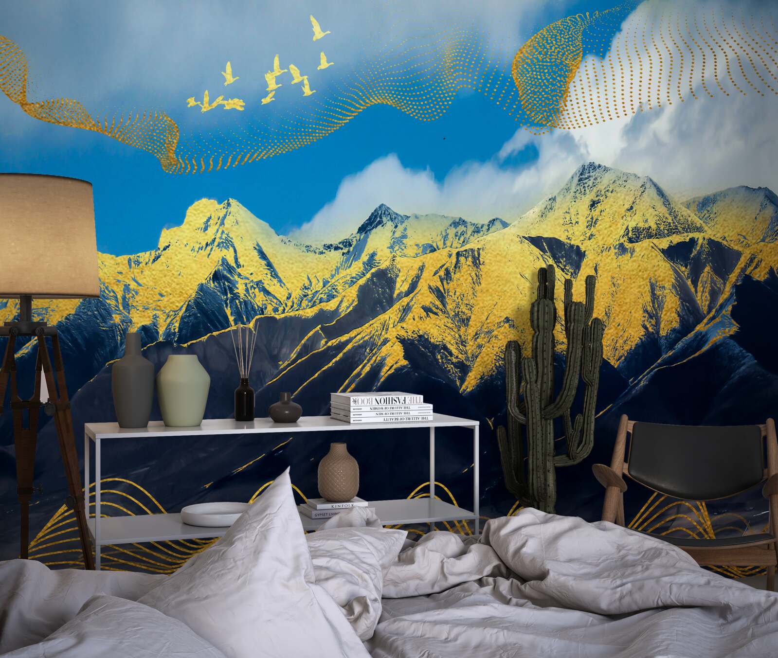 Papier peint les sommets dorés des chaînes de montagnes