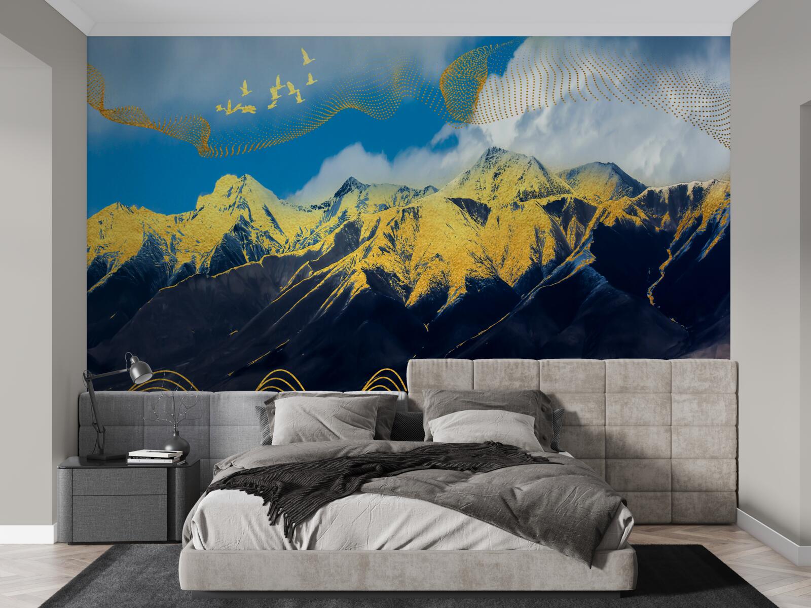 Papier peint les sommets dorés des chaînes de montagnes