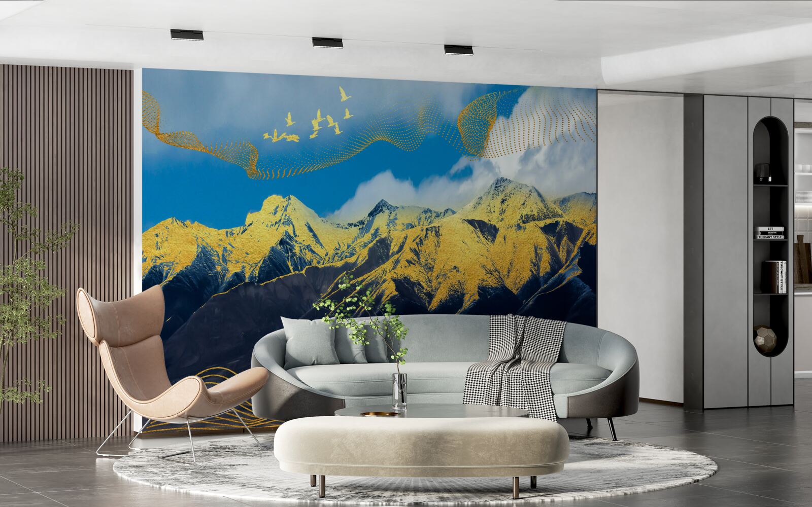 Papier peint les sommets dorés des chaînes de montagnes