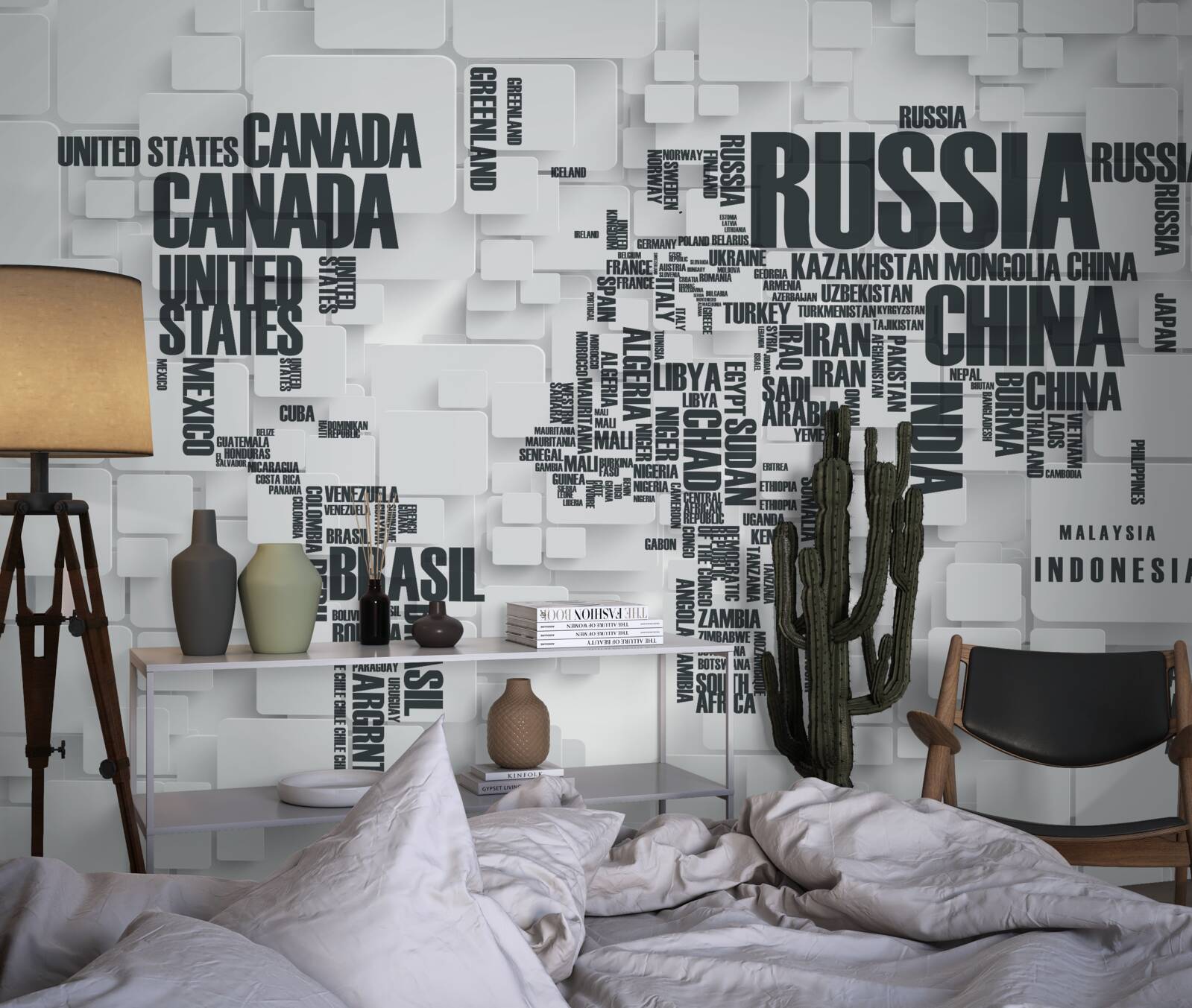 Papier peint carte montrant les plus grands pays du monde