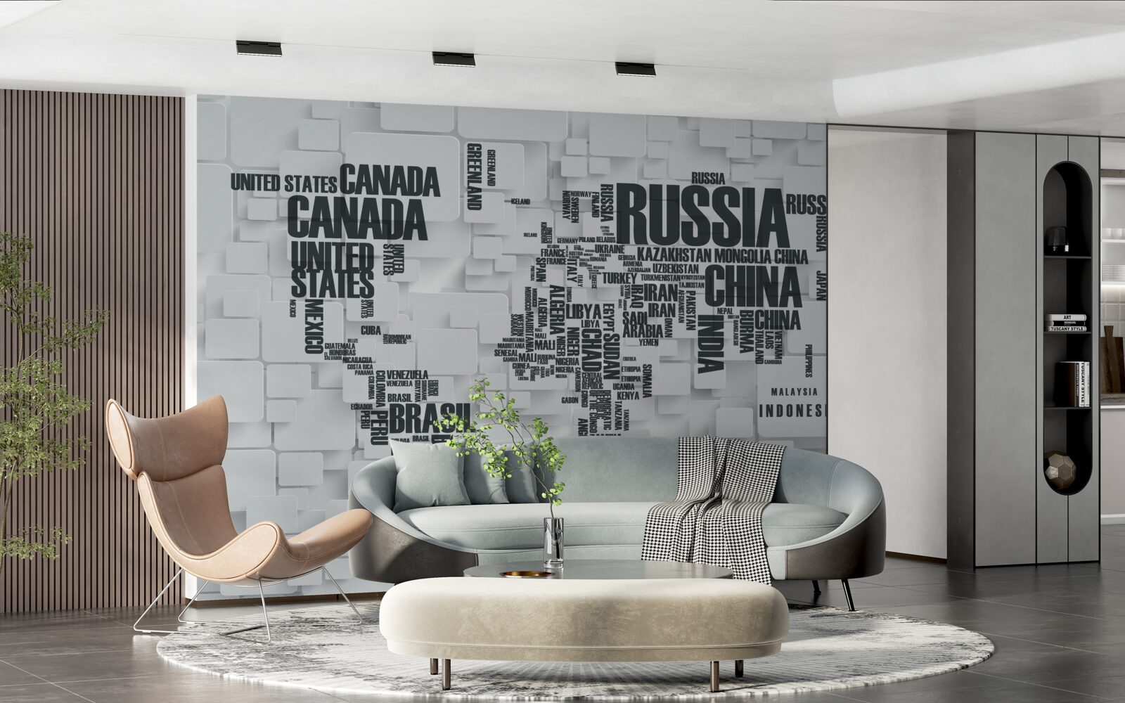 Papier peint carte montrant les plus grands pays du monde