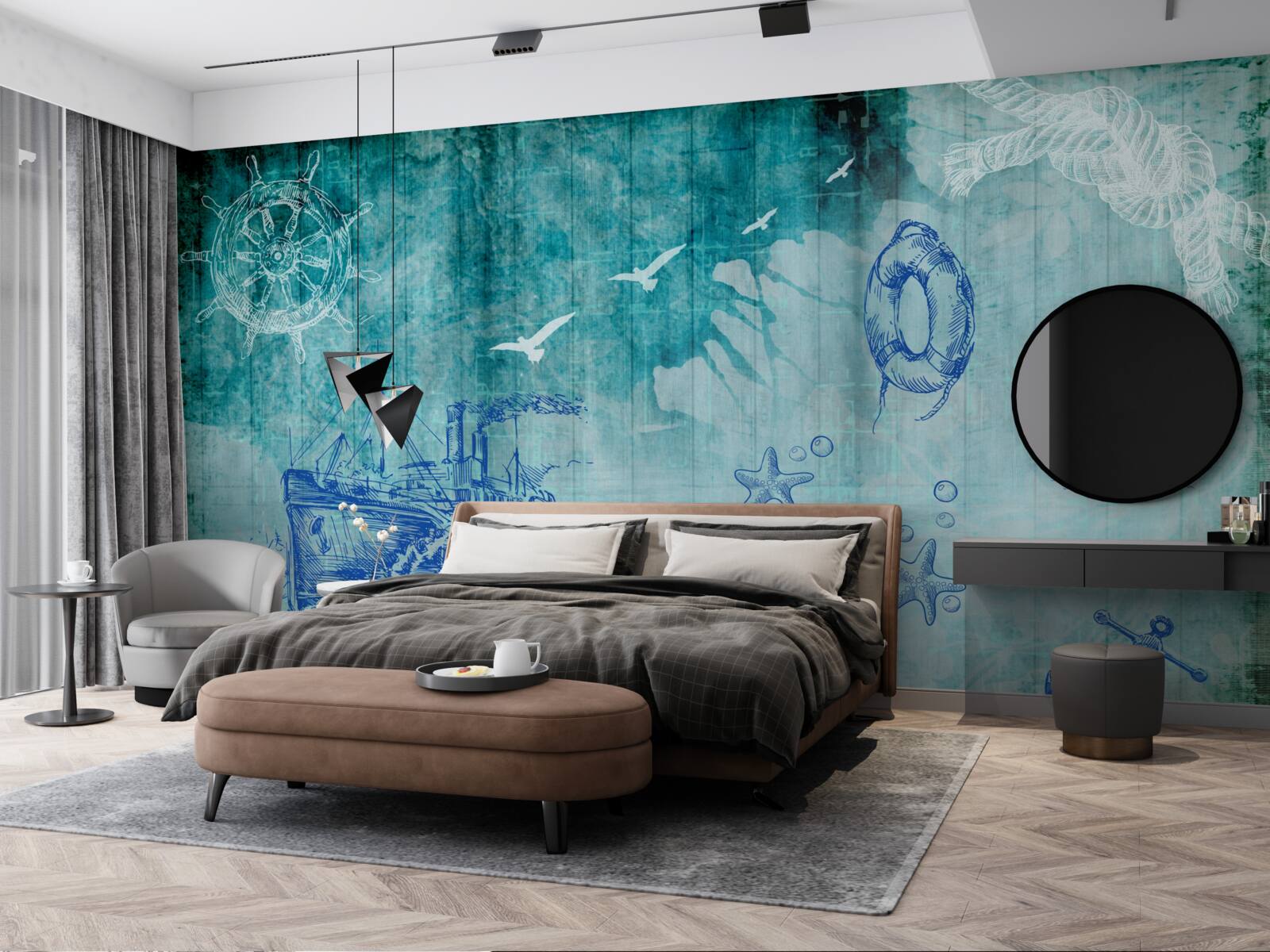 Papier peint La vie à bord du navire et dans l'océan