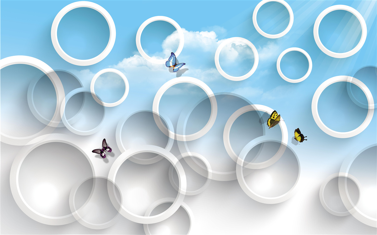 Papier peint ciel en cercles bleus