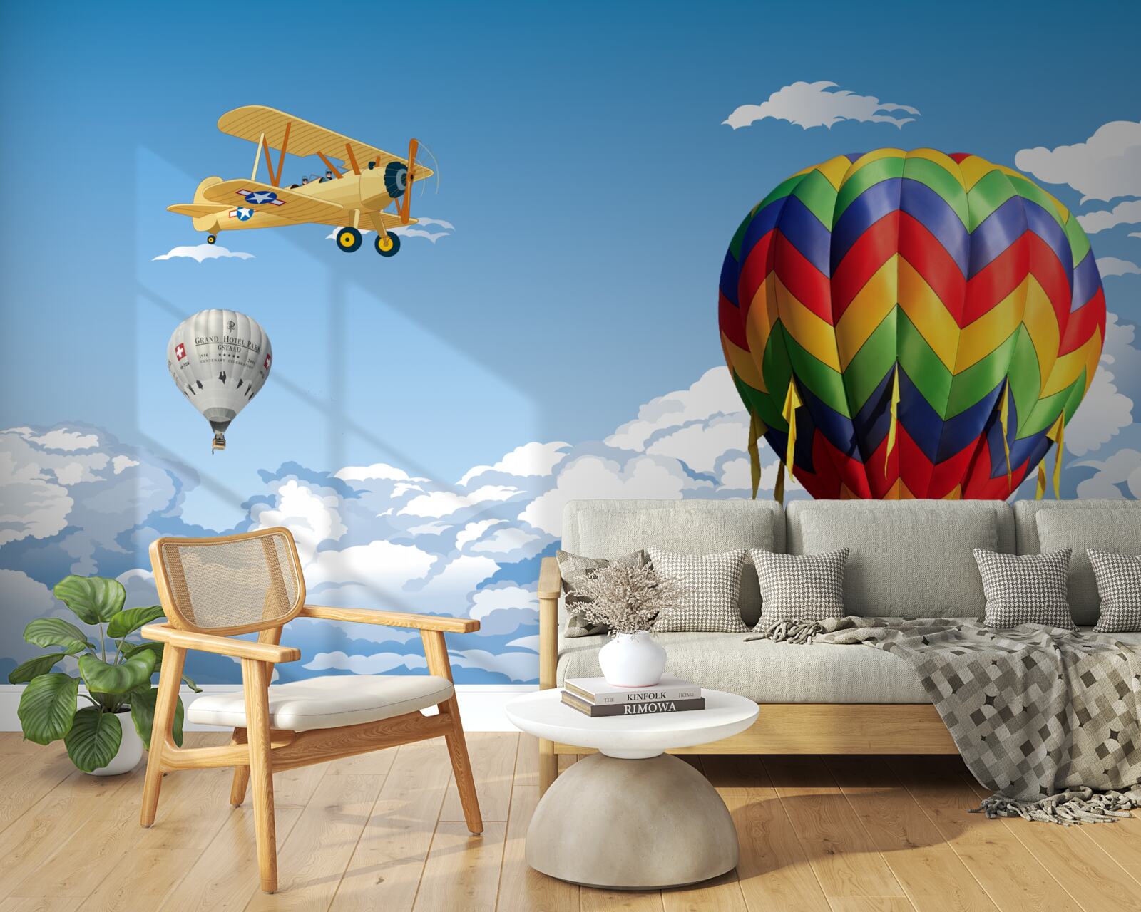 Papier peint voyages en montgolfière et en avion