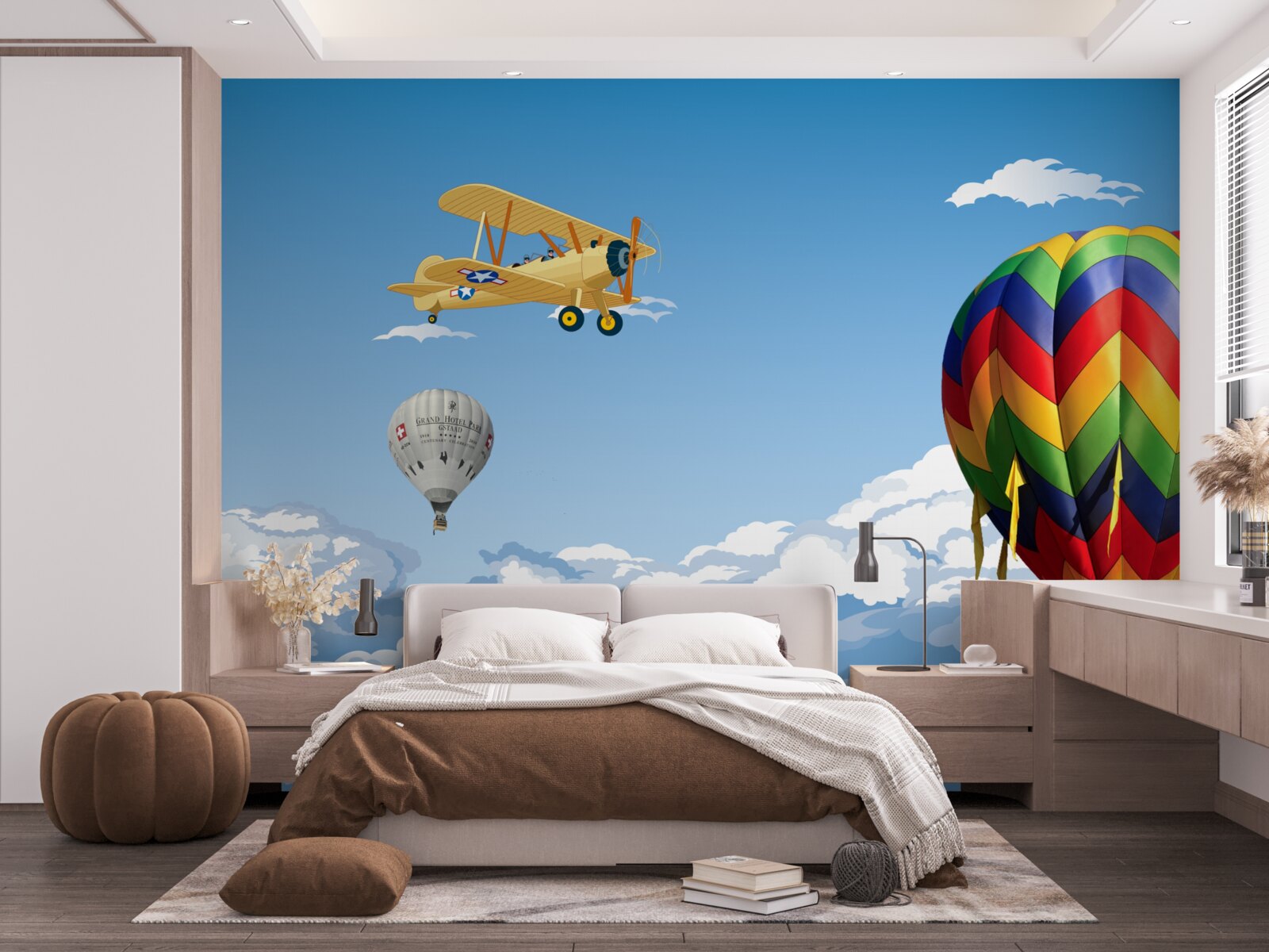 Papier peint voyages en montgolfière et en avion