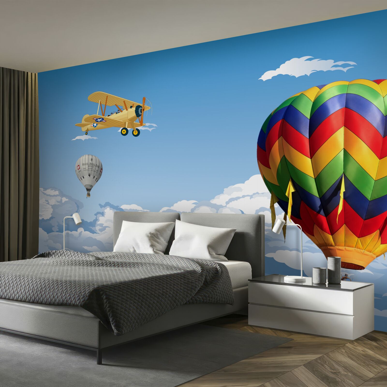 Papier peint voyages en montgolfière et en avion