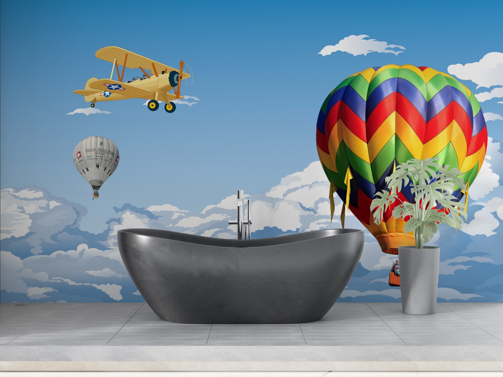 Papier peint voyages en montgolfière et en avion