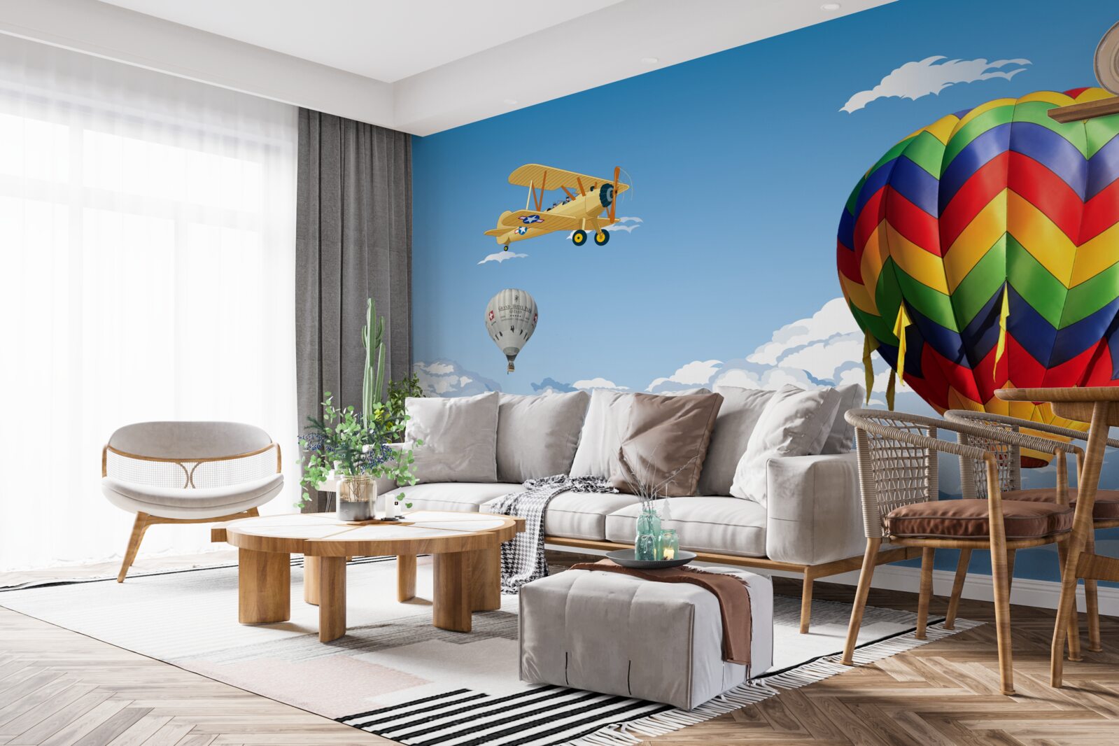 Papier peint voyages en montgolfière et en avion