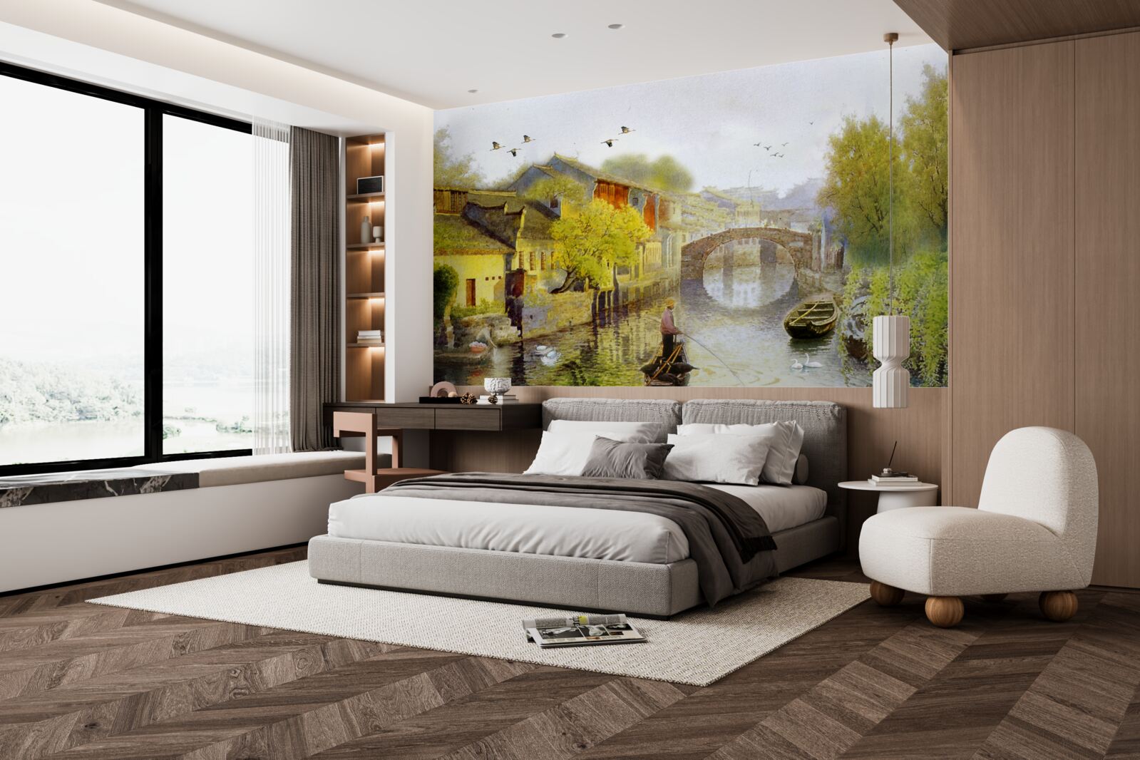 Papier peint aquarelles représentant des fleurs de forêt