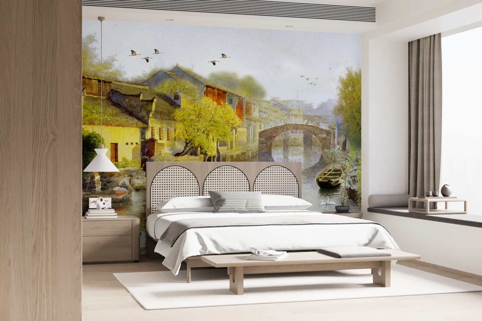 Papier peint aquarelles représentant des fleurs de forêt