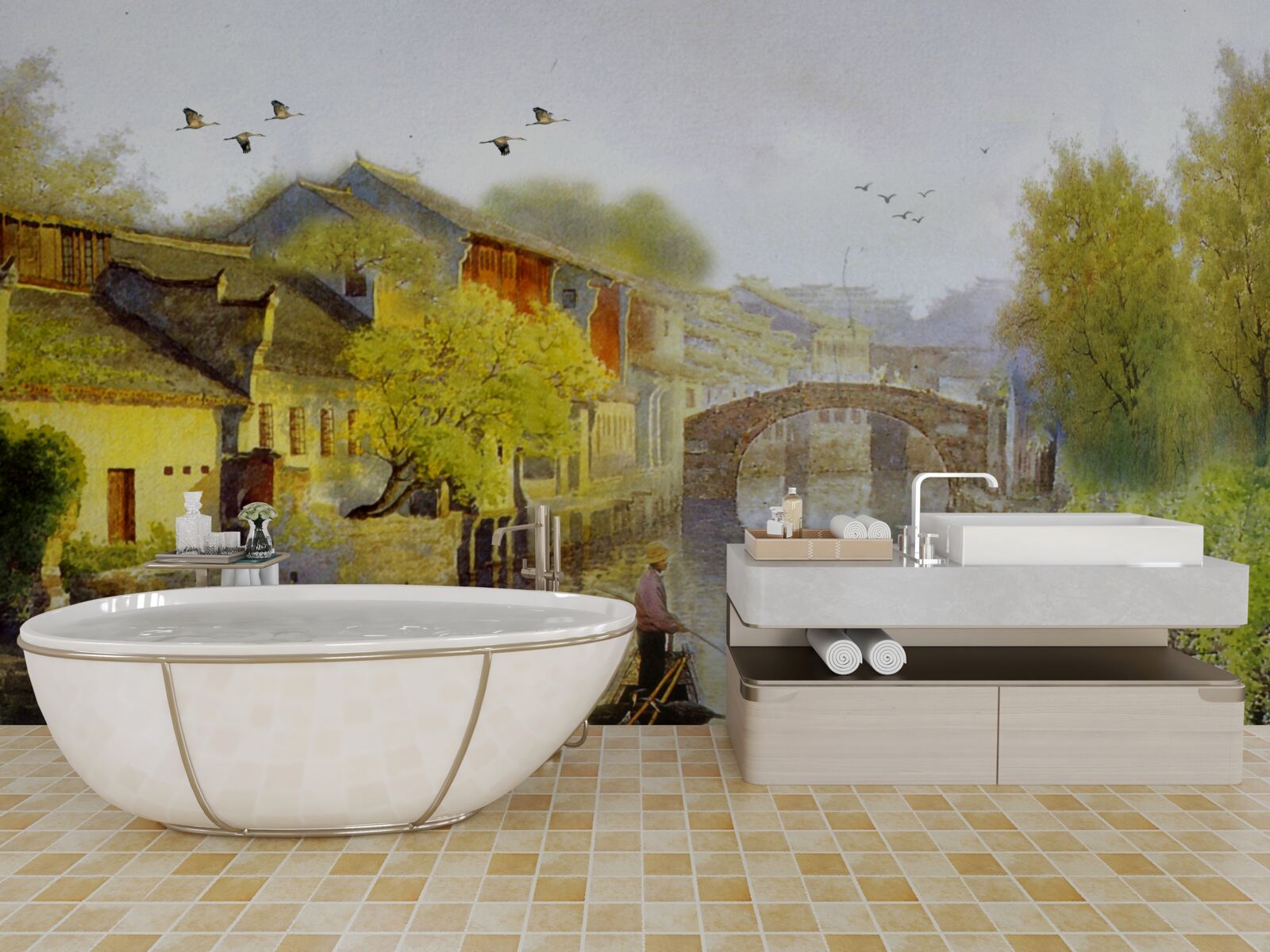 Papier peint aquarelles représentant des fleurs de forêt