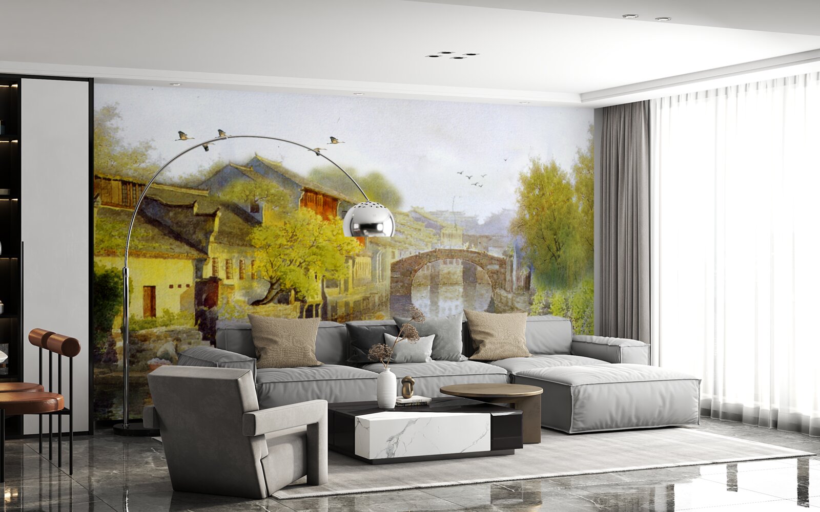 Papier peint aquarelles représentant des fleurs de forêt