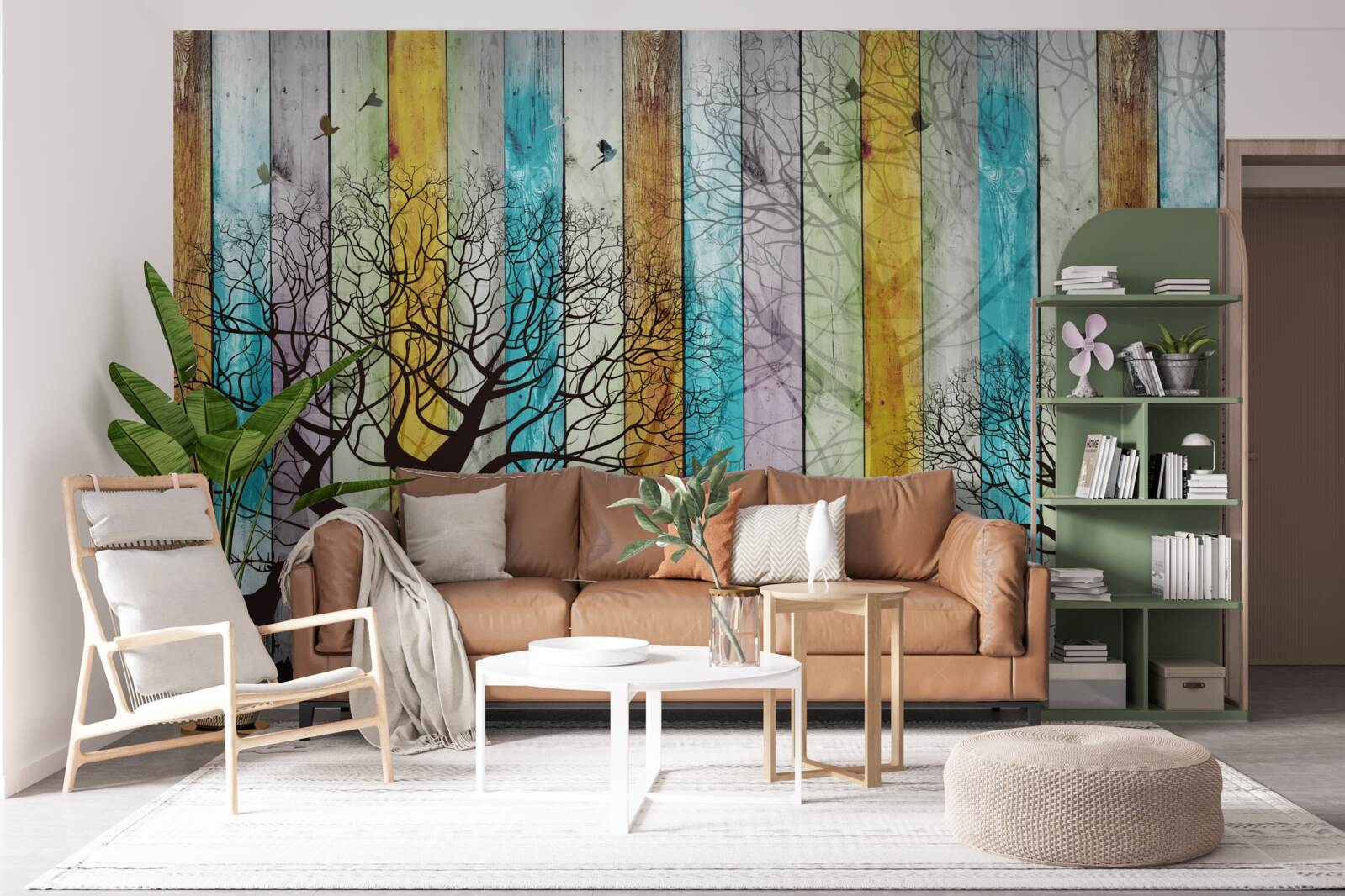 Papier peint les contours des arbres et des élans