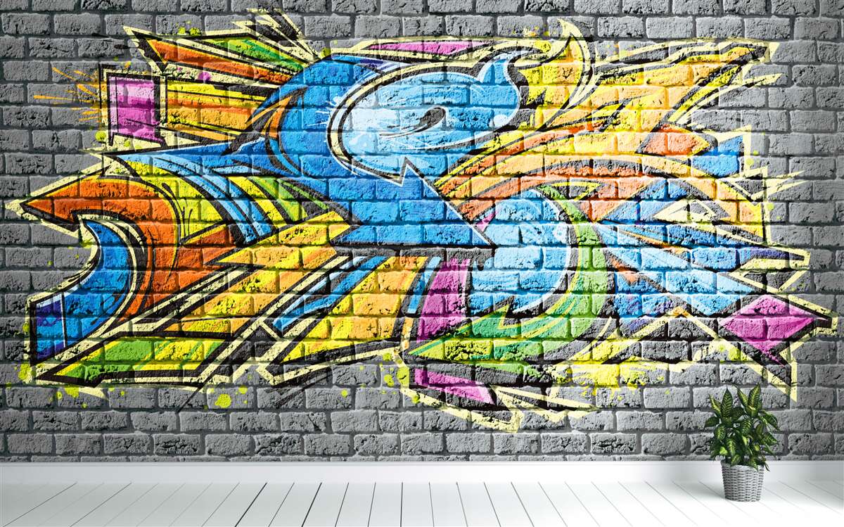 Papier peint peinture murale graffiti multicolore