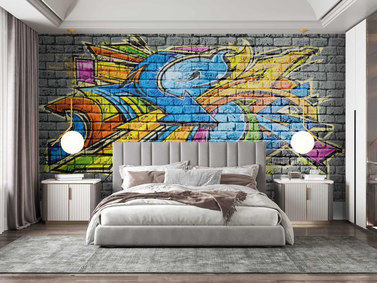 Papier peint peinture murale graffiti multicolore