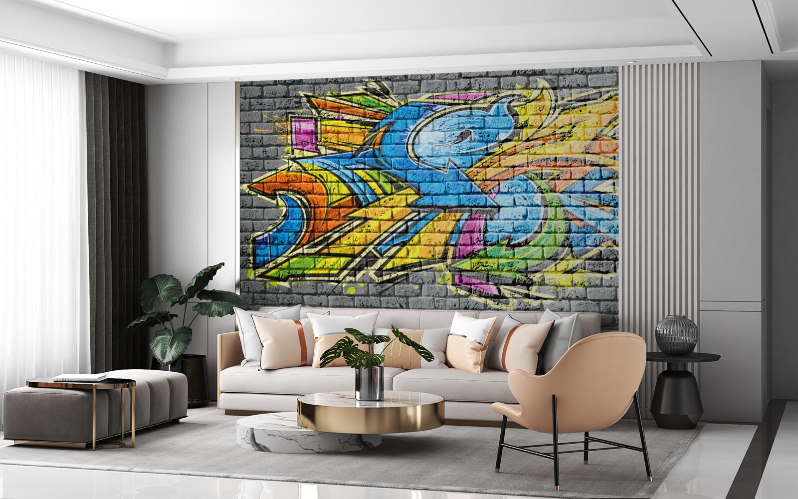 Papier peint peinture murale graffiti multicolore