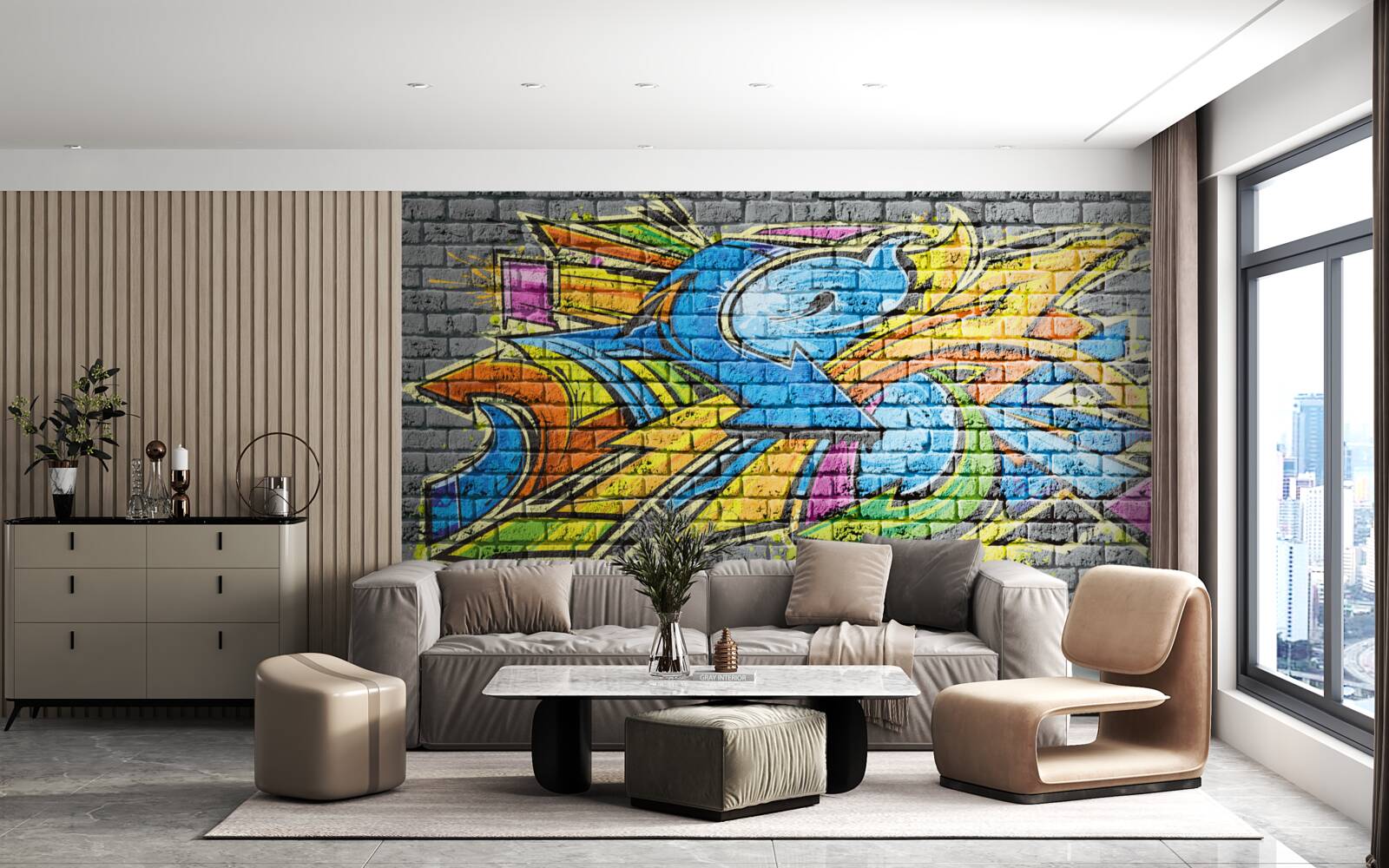 Papier peint peinture murale graffiti multicolore