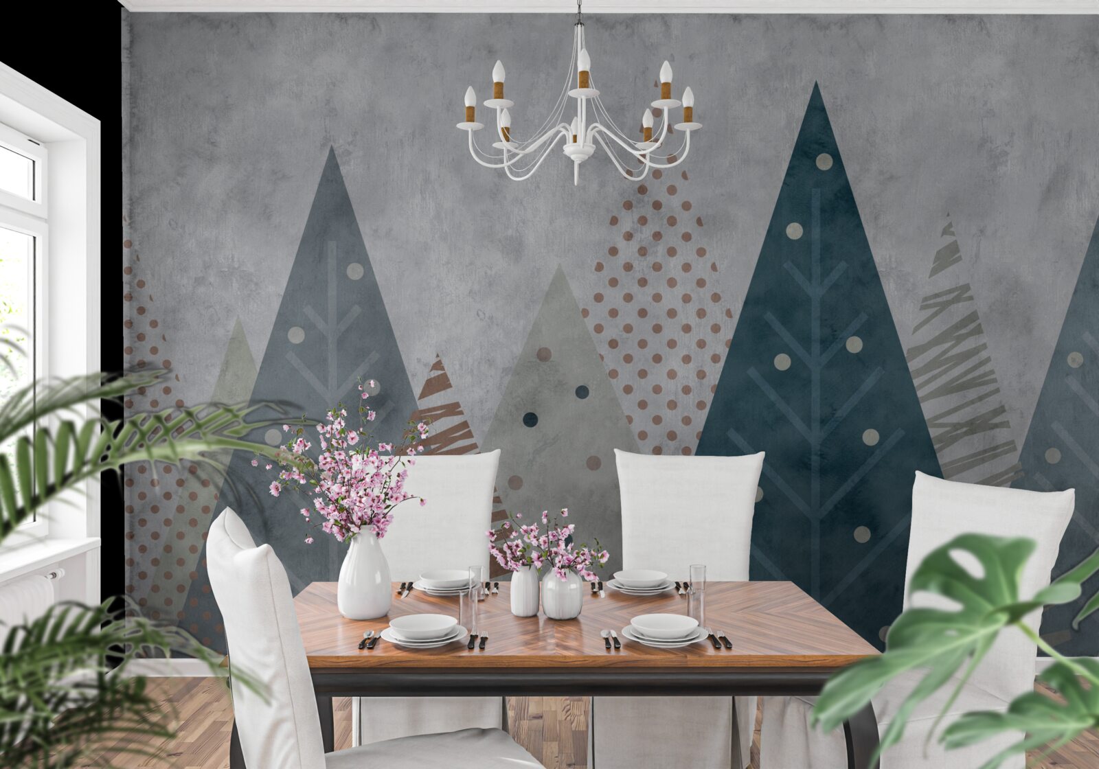 Papier peint image d'automne d'une forêt de conifères dans l'abstrait